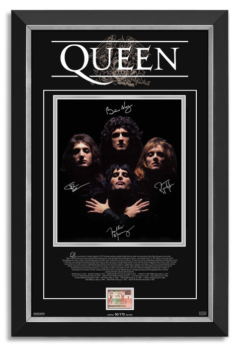 Queen Freddie Mercury Facsimile Signed Bohemian Rhapsody - Archival Etched Glass ™ 3D-Shadowbox Museum Frame