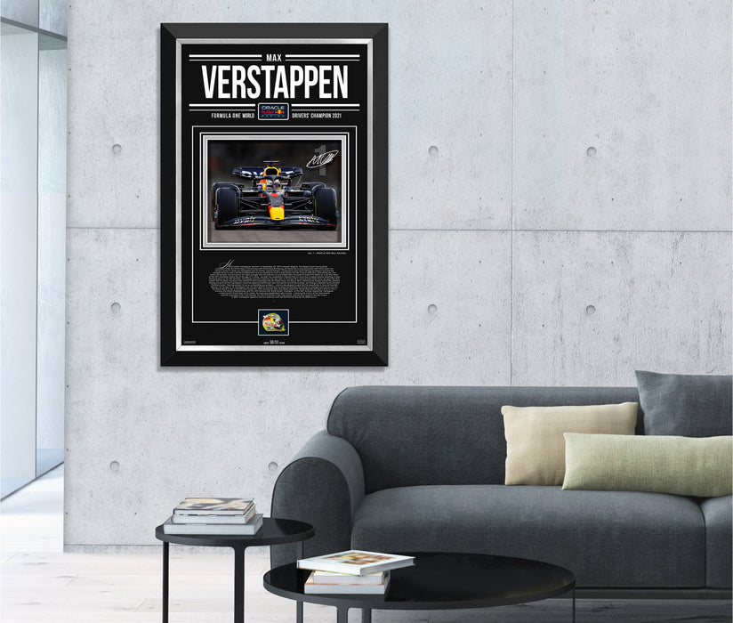 Max Verstappen F1 Red Bull Facsimile Signed Autographed - Archival Etched Glass ™ 3D-Shadowbox Museum Frame