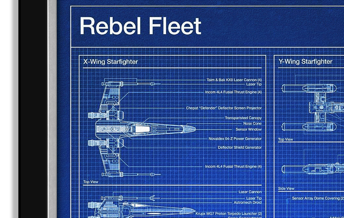 Star Wars - Rebel Fleet Millennium Falcon Blueprint - Museum Canvas ™ Special Edition