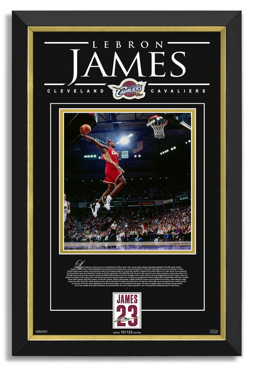 Lebron James Facsimile Signed Autographed Cleveland Cavaliers - Archival Etched Glass ™ 3D-Shadowbox Museum Frame
