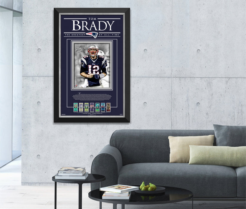 Tom Brady Facsimile Signed Autographed Patriots Super Bowl Champion - Archival Etched Glass ™ 3D-Shadowbox Museum Frame