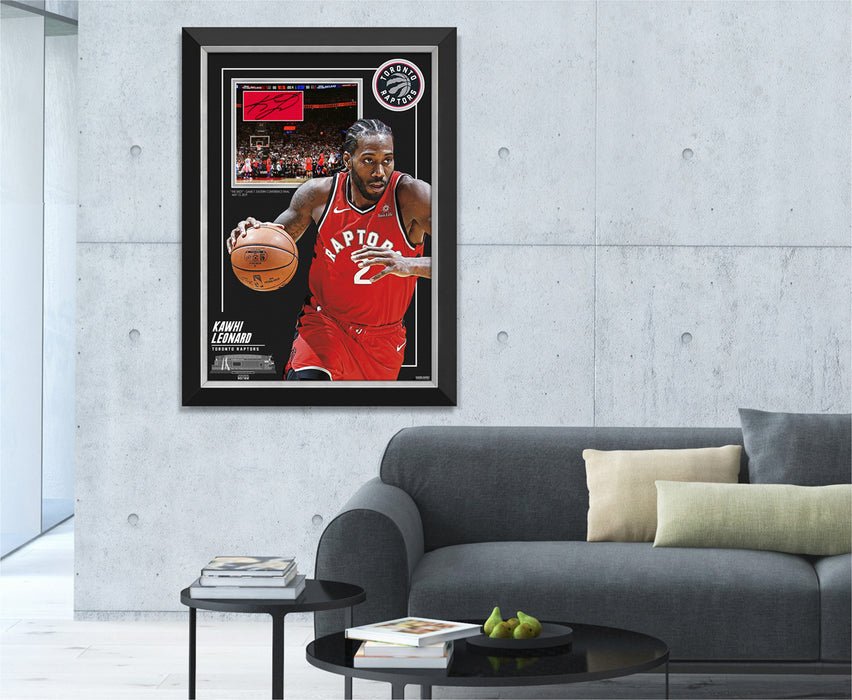 Kawhi Leonard 2019 Toronto Raptors NBA Championship Trophy & MVP 8x10 Photo