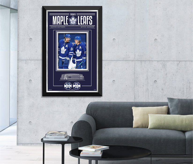 Auston Matthews Mitch Marner Facsimile Signed - Archival Etched Glass ™ 3D-Shadowbox Museum Frame