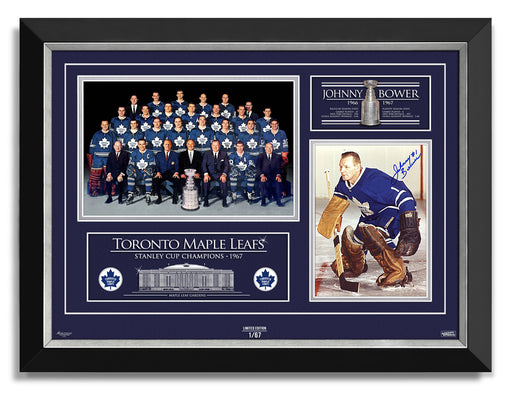 Johnny Bower Signed Autographed Toronto Maple Leafs 1967 Stanley Cup Archival Etched Glass ™ Ltd/67